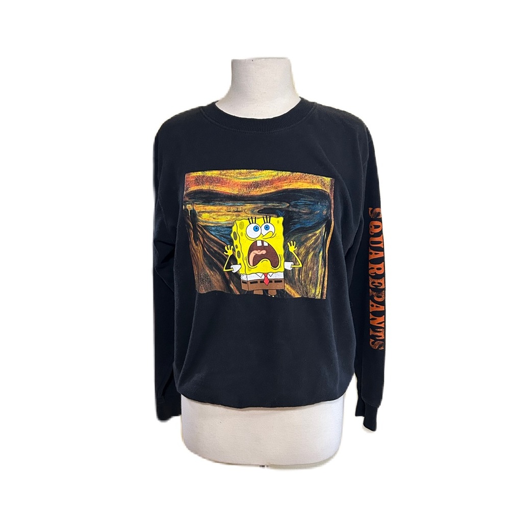 Spongebob Squarepants The Scream Sweatshirt Size S Black Nickleodeon Art 90’s